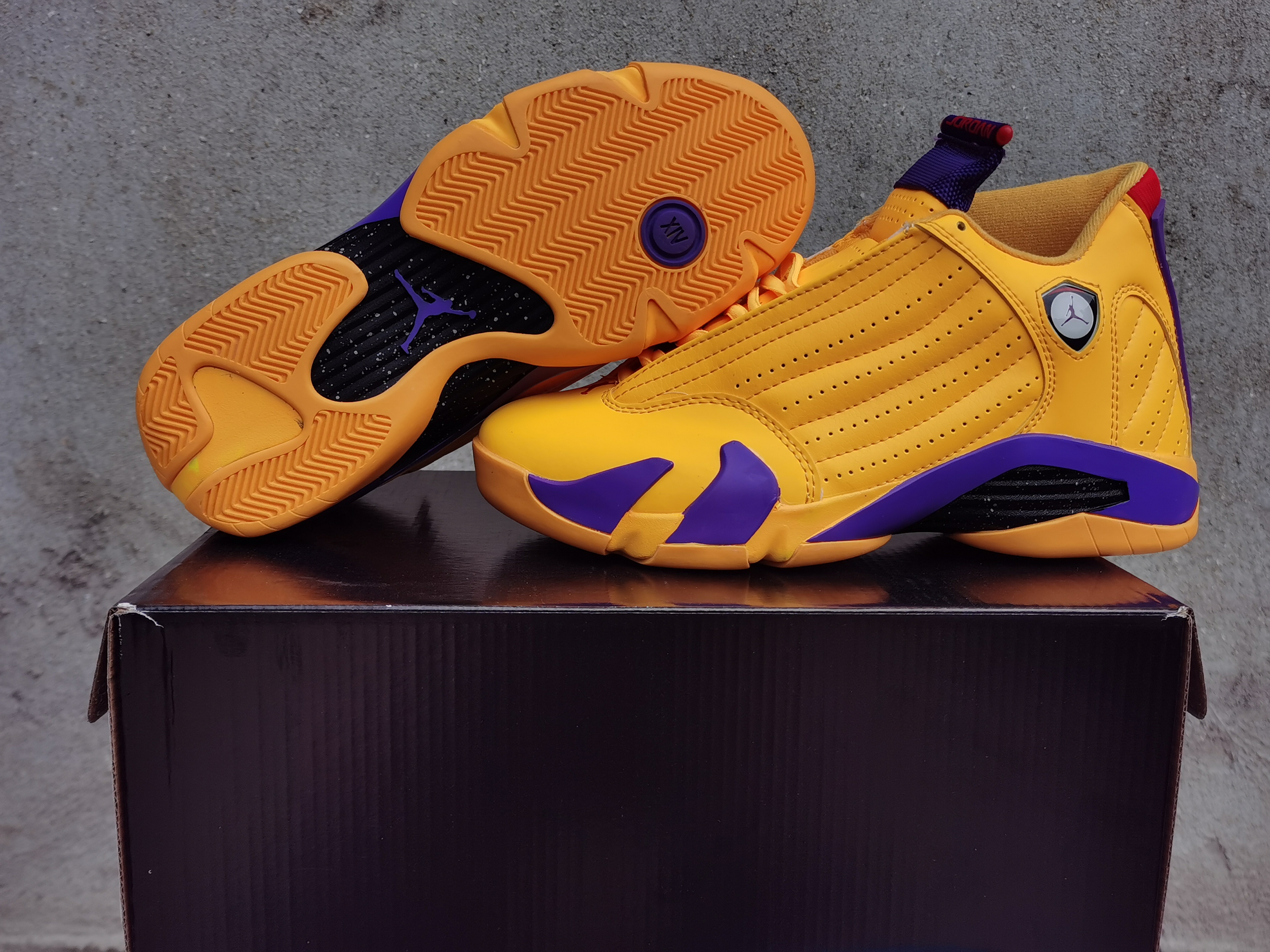 2020 Air Jordan 14 Yellow Purple Shoes - Click Image to Close